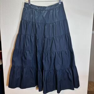 J.Crew Navy Tiered Maxi Skirt Size 8 Cotton Full Length Boho Chic